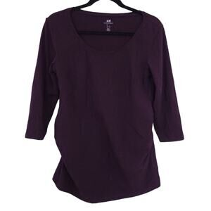 H&M Maternity Stretch Knit Top Large, 3/4 Sleeves, Pregnancy, Cotton Blend